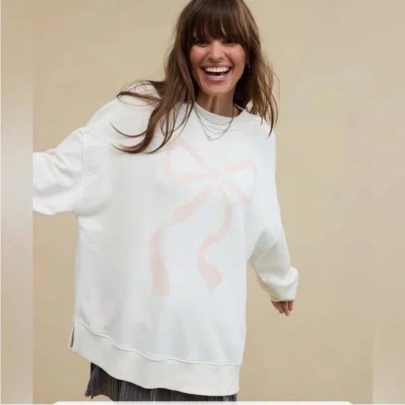 Aerie Big Chill Crew Bow Sweatshirt - Picture 2 of 7